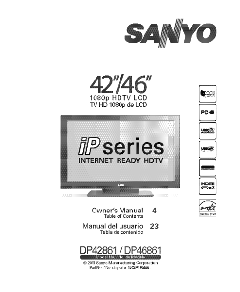 Sanyo DP42861 DP46861 User's Manual and Owner's Guide - Page 1