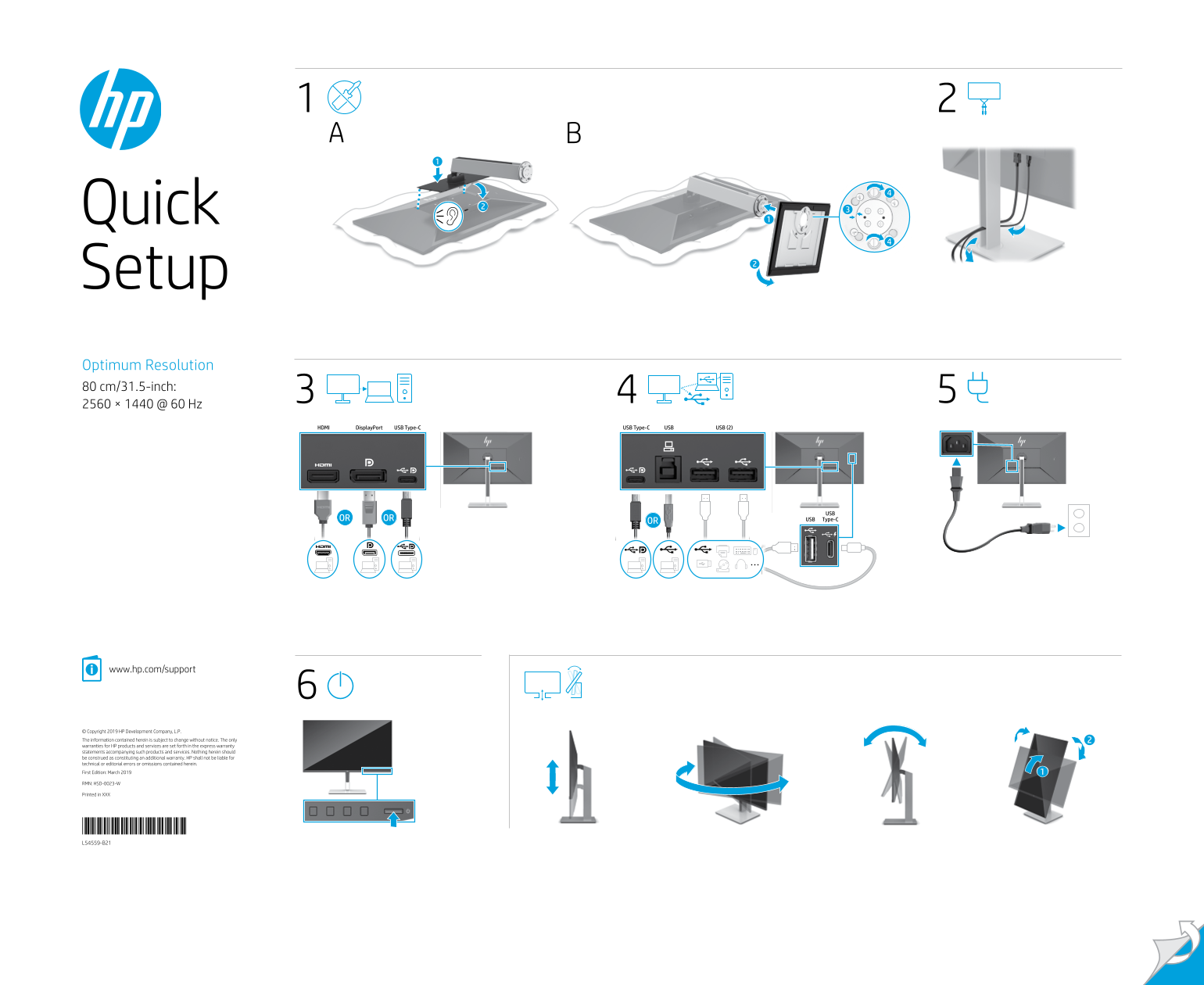 HP EliteDisplay E324q 31.5-inch QHD Monitor Quick Installation Guide - Page 1