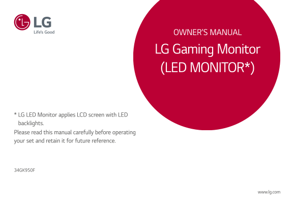 LG General Monitor 30~49 inches 34GK950F-B.ACN Product Specification English - Page 1