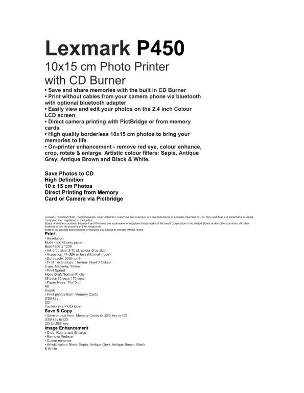 Lexmark P450 User's Guide - Page 1
