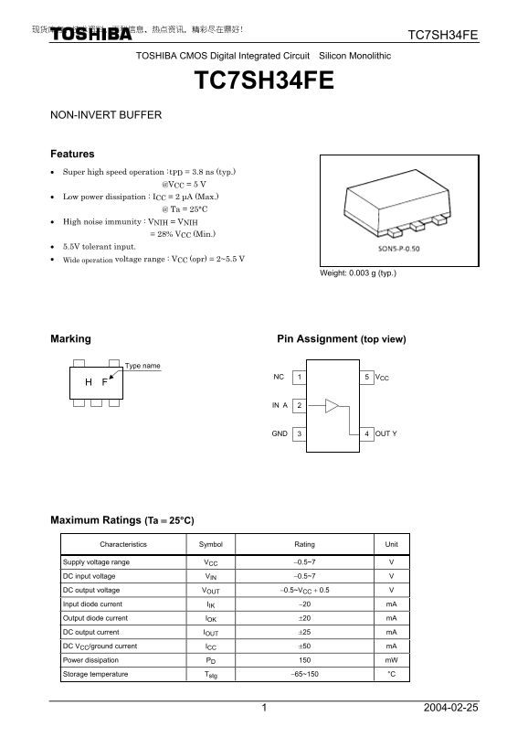 Toshiba TC7SH34FE User's Guide and Manual - Page 1