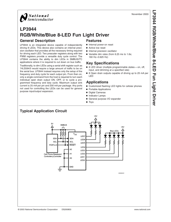 National LP3944 Data Sheet Manual - Page 1