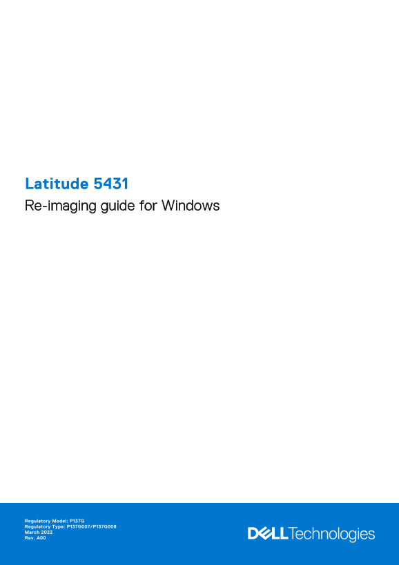 Dell Latitude 5431 Re-Image Guide for Windows Owner's Manual - Page 1