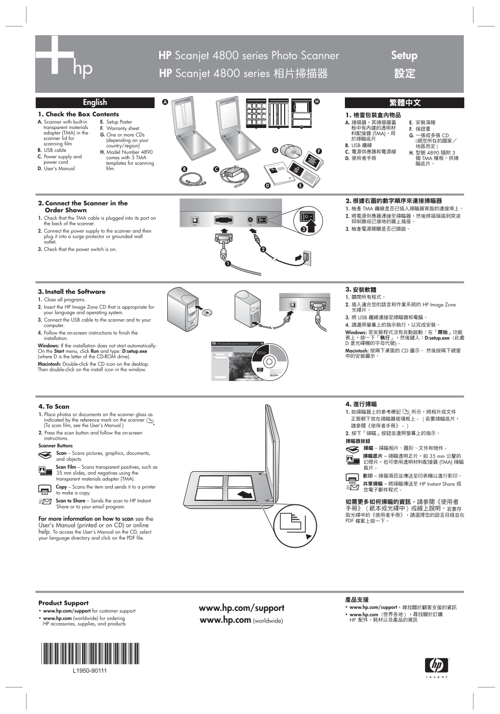 HP Scanjet 4850 Professional Image Scanner Setup Poster - Page 1