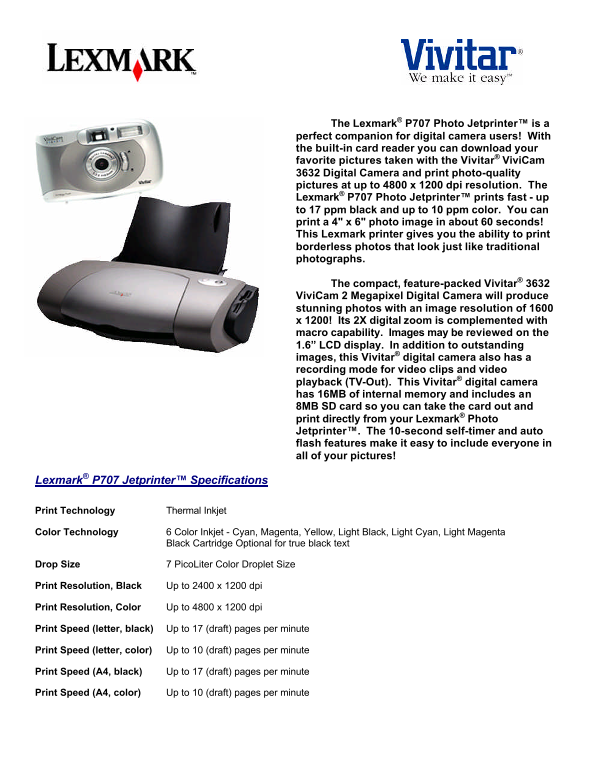 Lexmark P707 User Guide - Page 1