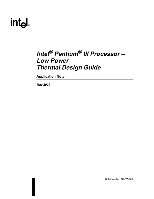 Intel Pentium III Processor Low Power Thermal Design Guide - Page 1