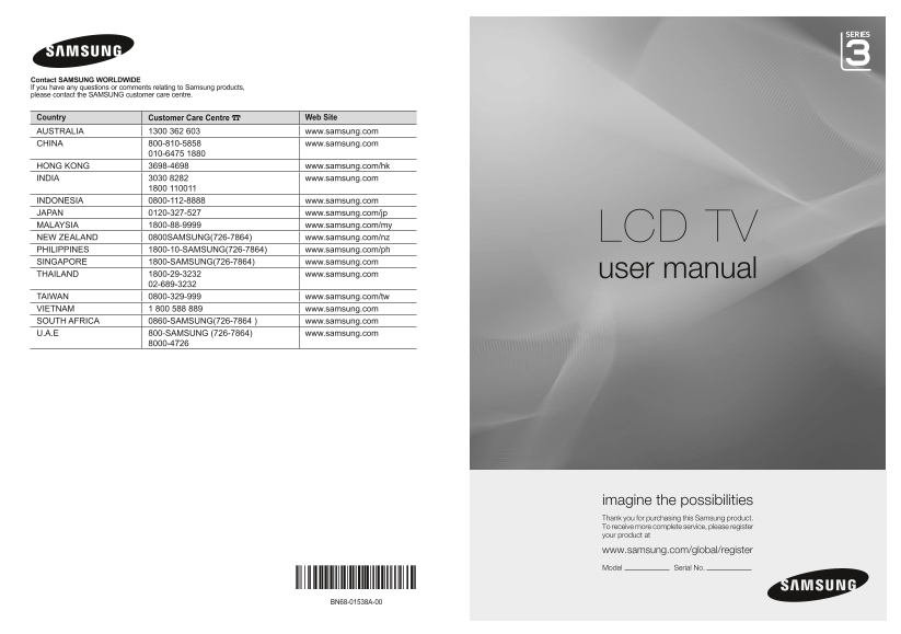 Samsung LA32A330J1 User Guide - Page 1