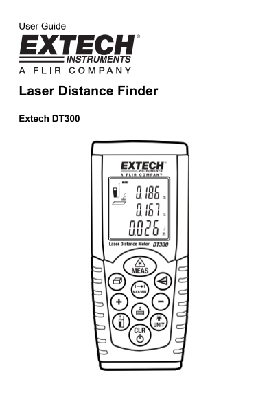 EXTECH Laser Distance Finder DT300 User's Guide - Extech Documentation - Page 1