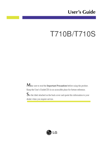 LG T710B.AAU Monitor User's Manual English - Page 1