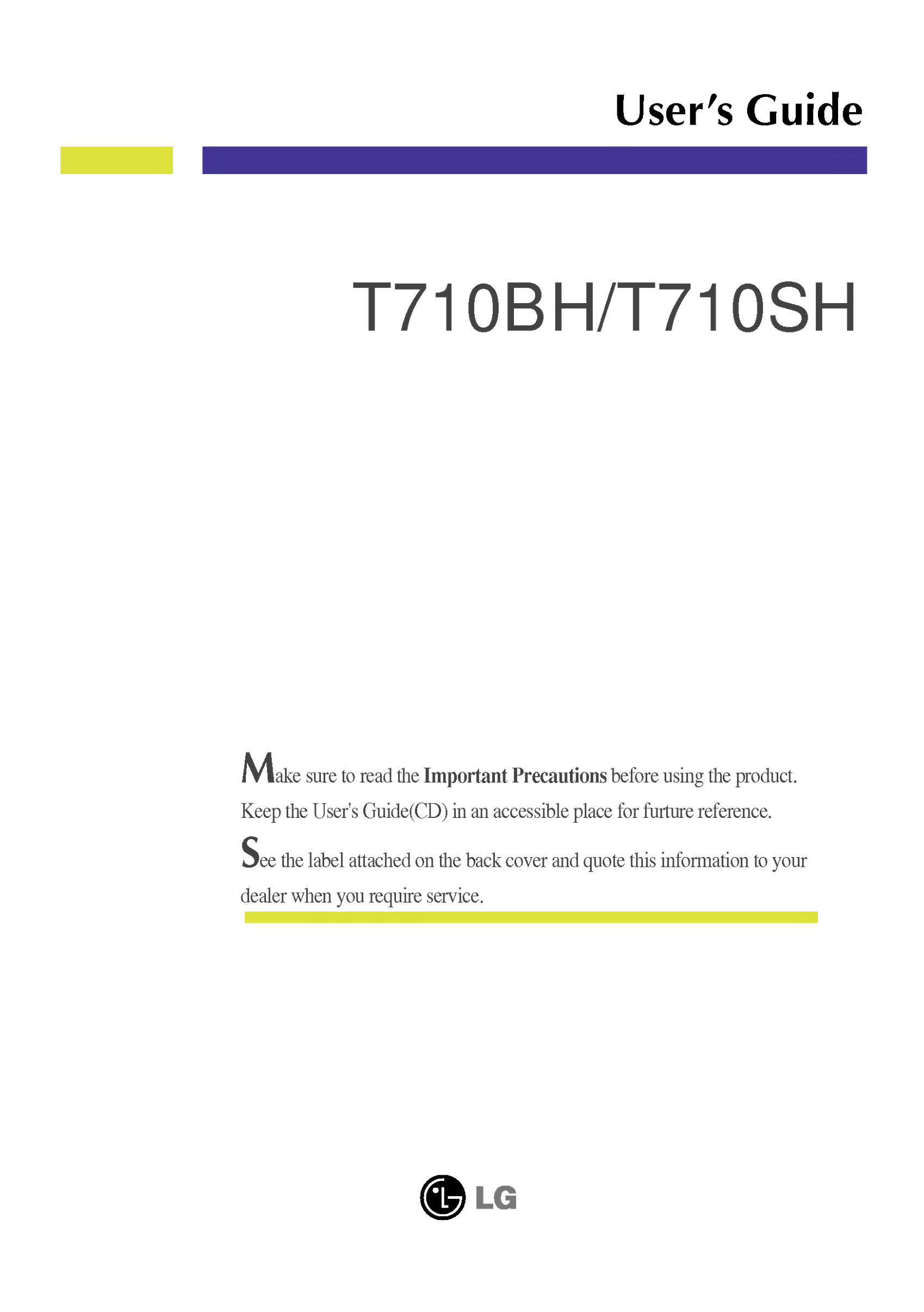 LG General Monitor ~19 inches T710BH.ACN Product Specification English - Page 1