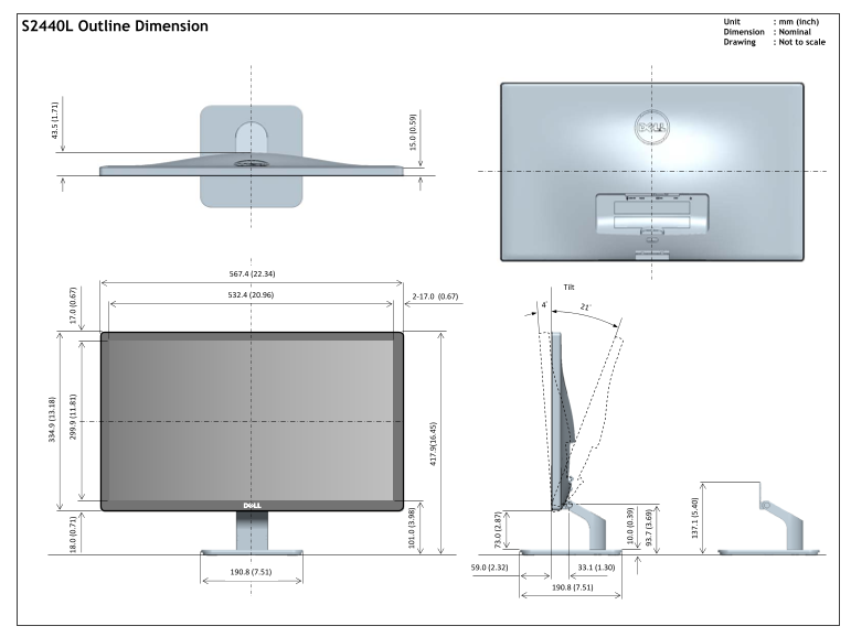 Dell S2440L Monitor Product Image Guide - Page 1