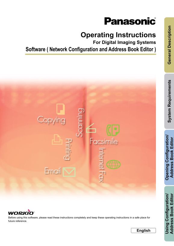 Panasonic Software (Network Configuration and Address Book Editor) User's Manual - Page 1