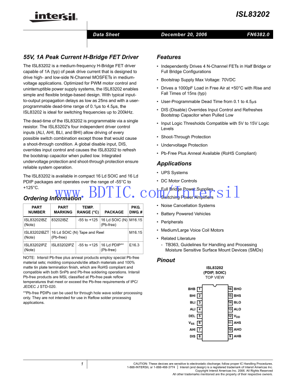 Intel Intersil ISL83202 Data Sheet - Page 1