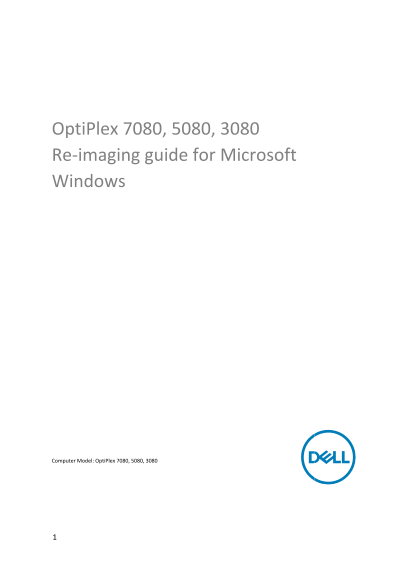 Dell OptiPlex 5080 Re-Imaging Guide for Microsoft Windows - Page 1