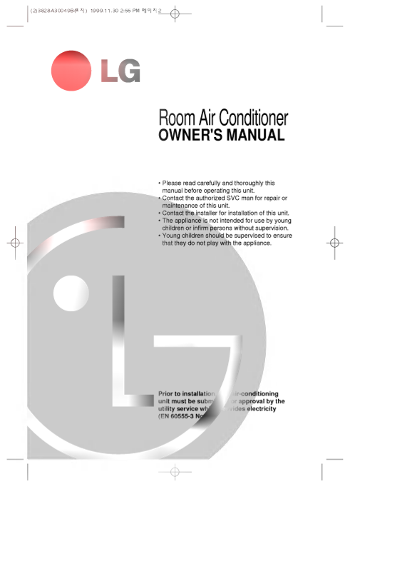 LG Split Air Conditioner Wall Mount Unit LS-L1260CL.MBZ - Product Manual English - Page 1