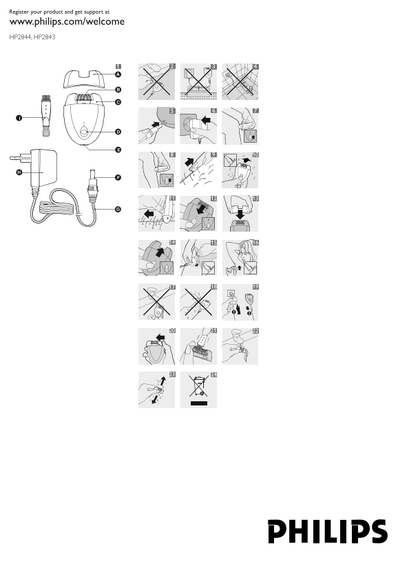 Philips Satinelle Hair Remover HP2844 01 Product Support and User Manual - Page 1
