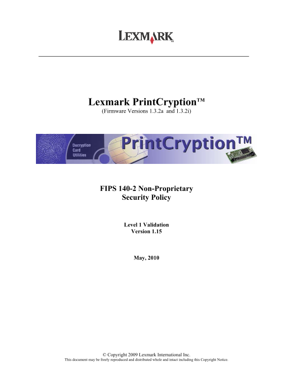 Lexmark PrintCrypt USER GUIDE - Page 1