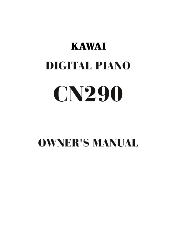 KAWAI CN290 User Guide and Manual - Page 1