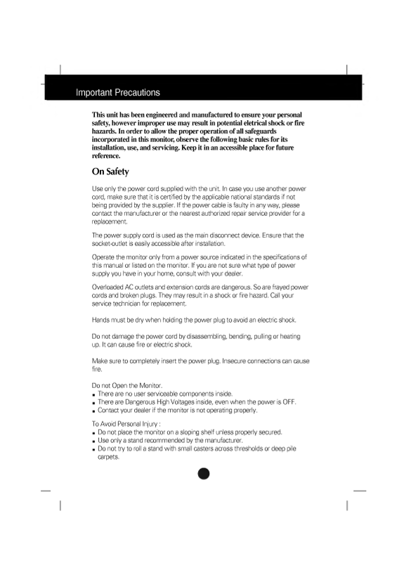 LG FB770H 19-Inch Monitor User's Manual English - Page 1