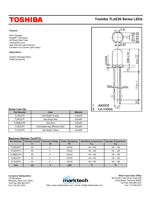 Toshiba TLxE20 Series LEDs Data Handbook - Page 1