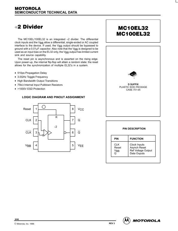 Motorola MC10EL32 MC100EL32 User Guide (1) - Page 1