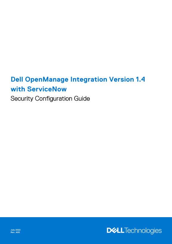 Dell OpenManage Integration Version 1.4 with ServiceNow Security Configuration Guide - Page 1