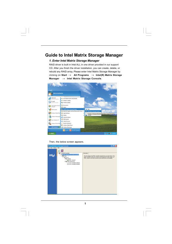 Guide to Intel Matrix Storage Manager (1) - Page 1