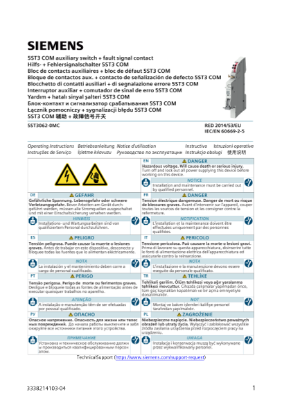Siemens Industrial 5ST3 COM Fault Signal Switch - 5ST3 COM Fault Signal Switch User Manual - Page 1