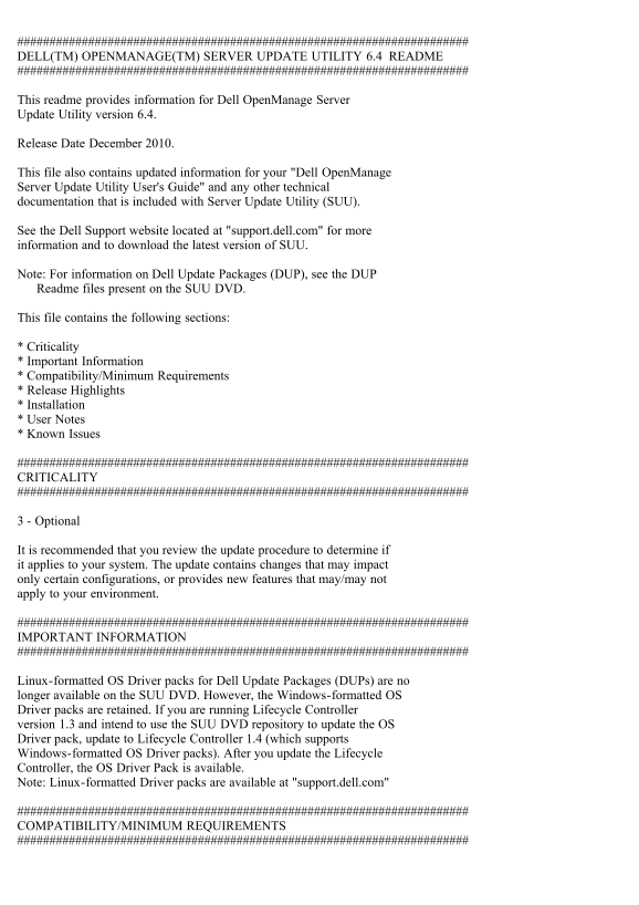 Dell Server Update Utility Version 6.4 Readme - Page 1