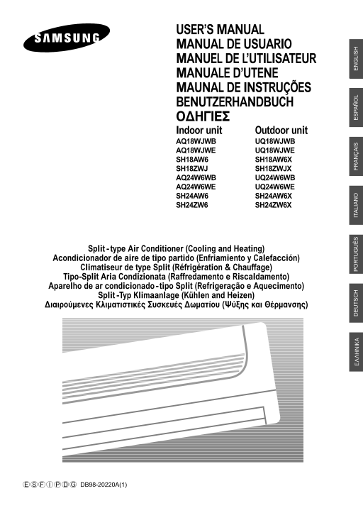 Samsung Air Conditioner AQ24W6WE XCH User Manual - Page 1