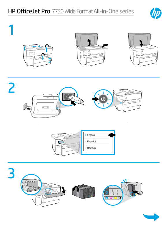 HP OfficeJet Pro 7730 Series Install Poster for Wide Format Printers - Page 1
