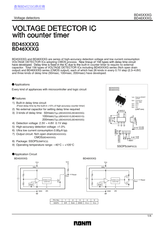 ROHM BD45XXXG BD46XXXG Data Sheet - Page 1