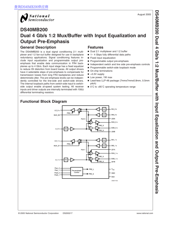 National DS40MB200 Data Manual - Page 1