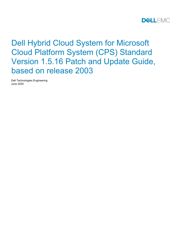 Dell Hybrid Cloud System for Microsoft Cloud Platform System Standard Version 1.5.16 Patch and Update Guide based on release 2003 - Page 1