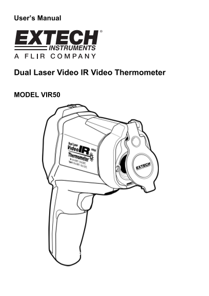 Extech Dual Laser Video IR Video Thermometer VIR50 User's Manual & Instructions - Page 1