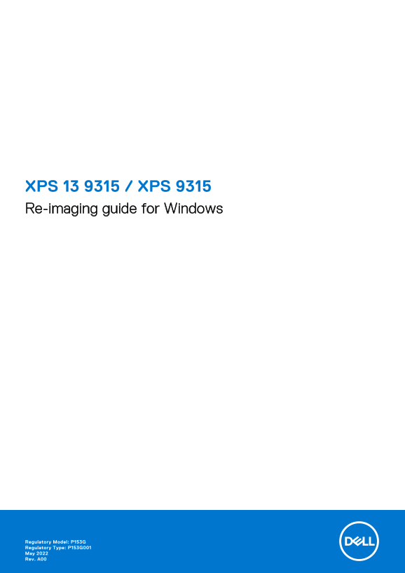 Dell XPS 13 9315 XPS 9315 Re-Image Guide for Windows Owner's Manual - Page 1