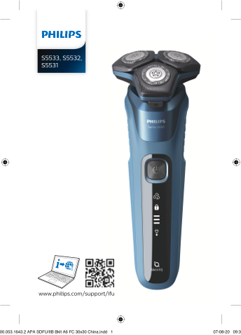 Philips Shaver series 5000 Wet & Dry Electric Shaver S5531 00 Product Support & Specifications Quick User Guide - Page 1