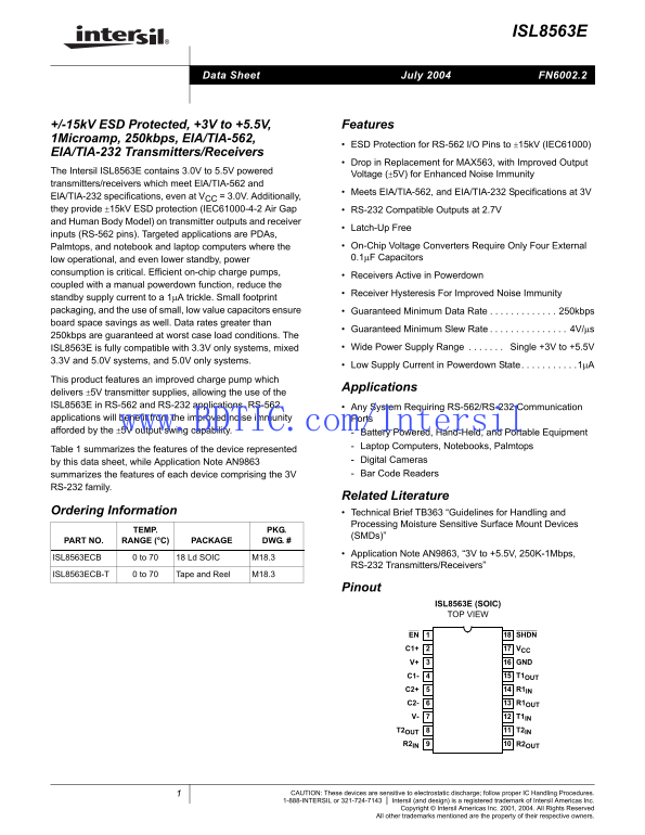 ISL8563E User Guide - Intel Silicon Intersil - Page 1