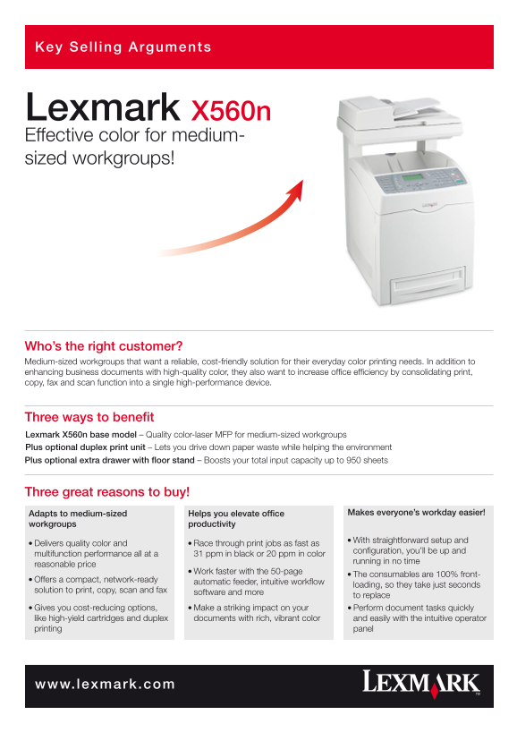 Lexmark X560n User Guide - Page 1