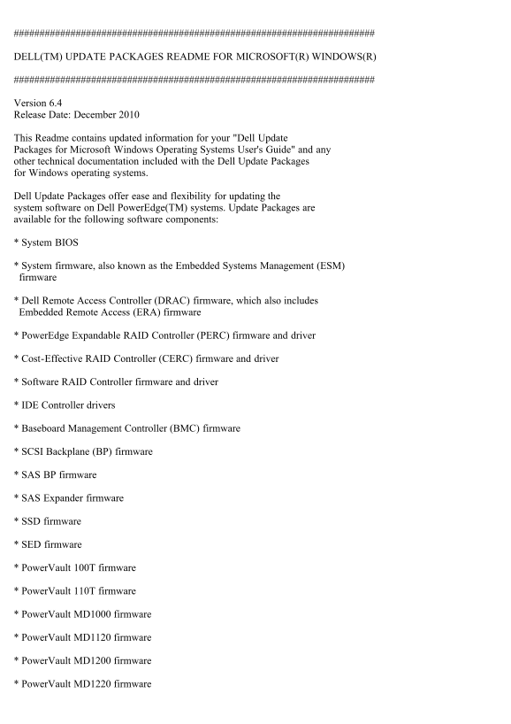 Dell Readme for Microsoft Windows Quick User Guide - Page 1