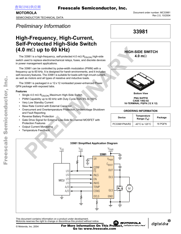 MOTOROLA 33981 Data Manual - Page 1