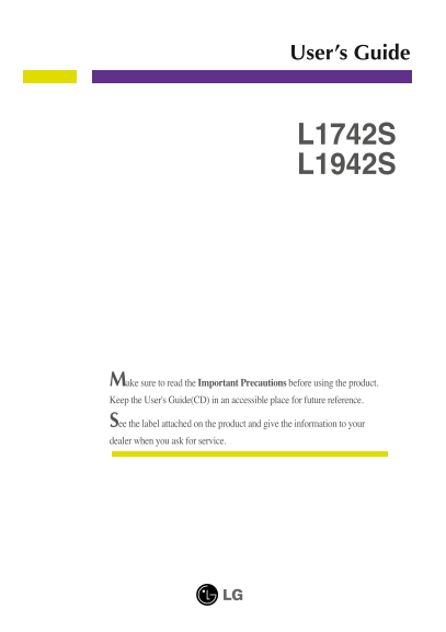 LG Monitor ~19 inches L1742S-BF.ACN Product Specifications English - Page 1