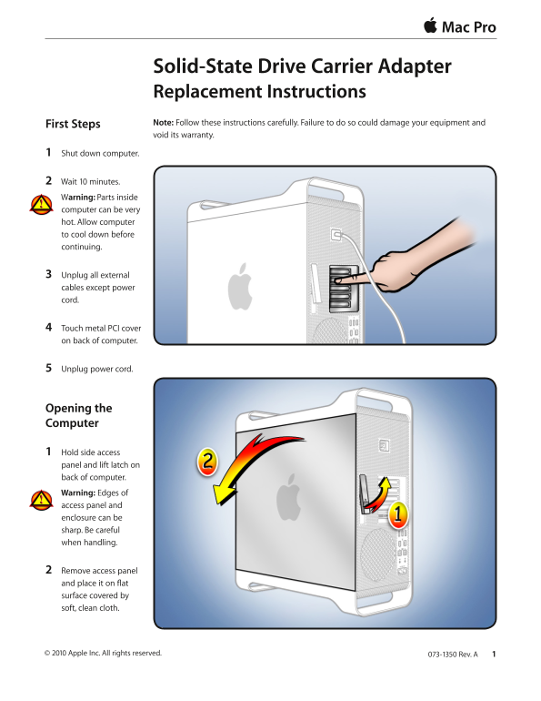 apple Mac Pro (Mid 2010) - Solid State Drive Carrier Adapter - Replacement Instructions - Page 1