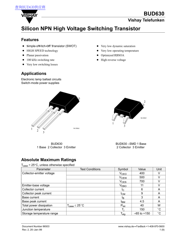 Vishay Bud630 User Guide - Page 1