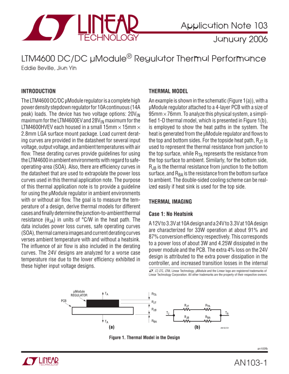 LINEAR Application Note 103 Data Sheet User Guide - Page 1