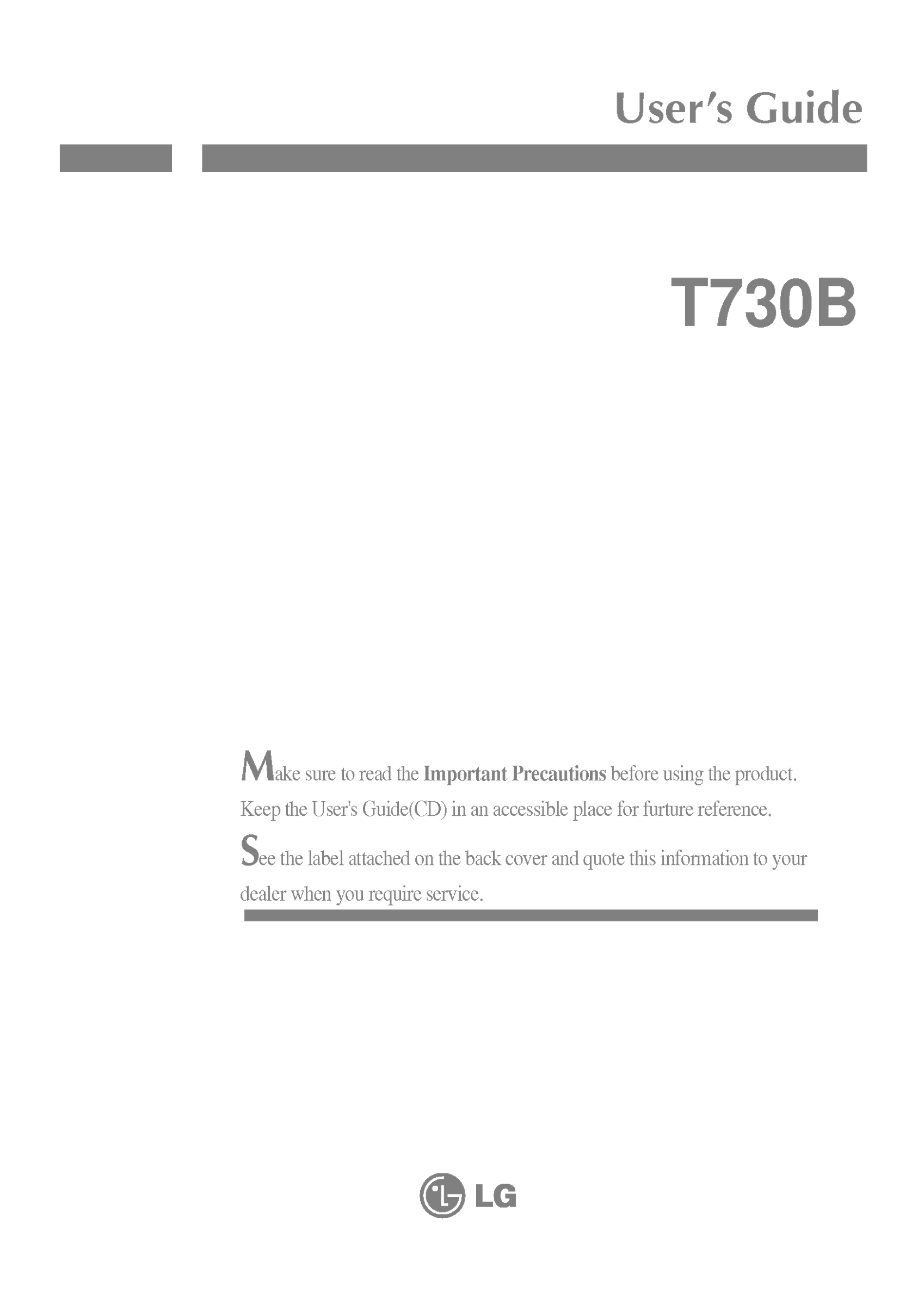 LG T730BK 19-Inch Monitor Product Specification Sheet English - Page 1
