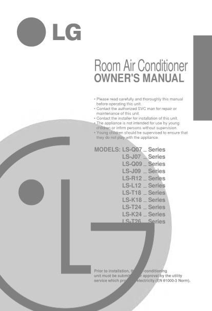LG Split Air Conditioner Wall-Mount LS-T186ABL.AMBZSAF Product Specifications English - Page 1
