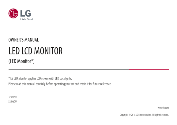 LG 30~49 inches General Monitor 32UN650-White ACN Product Specifications - English - Page 1