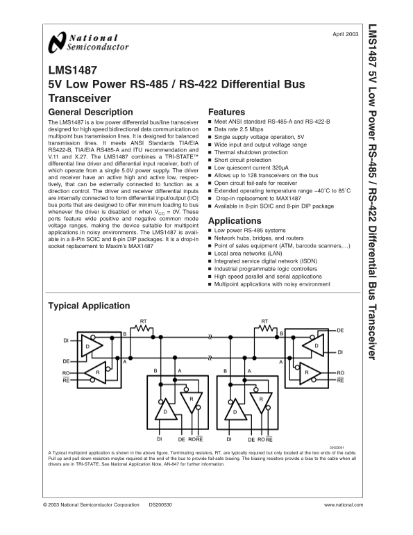 NATIONAL SEMICONDUCTOR LMS1487 User Guide - Page 1