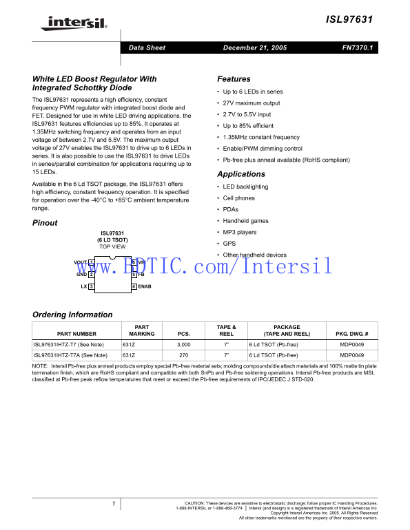Intel ISL97631 Data Sheet - Page 1